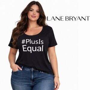LANE BRYANT #Plus Is Equal Black Graphic Tee, Size 26/28